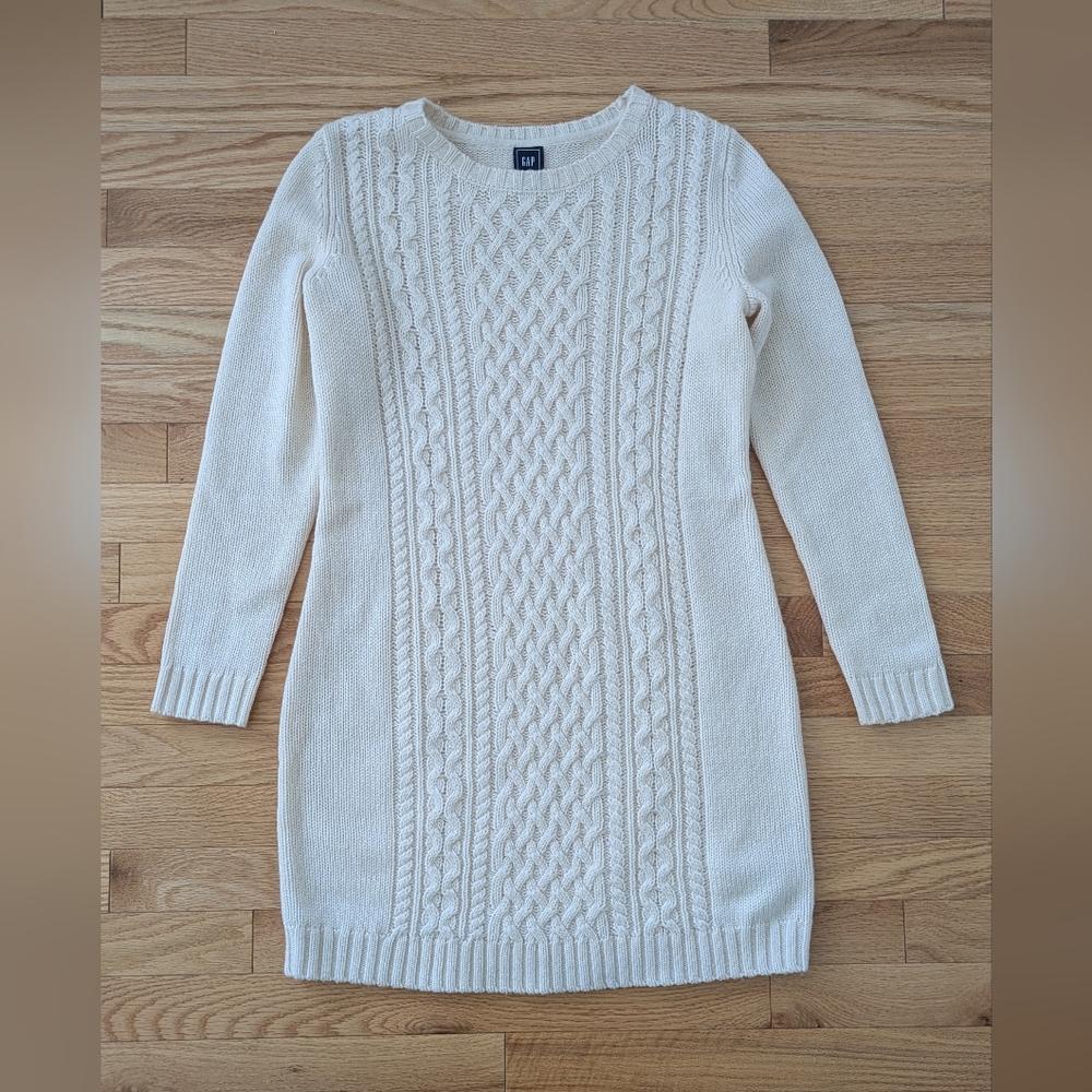 Cream Cable Knit Sweater Dress